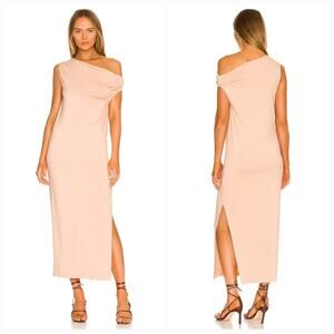 Enza Costa Exposed Shoulder Maxi Dress in Dark Nude Medium